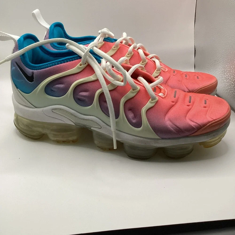 Ladies Nike Air VaporMax Plus Lava Glow Pink Blue Shoes Sneakers Size‎ 9